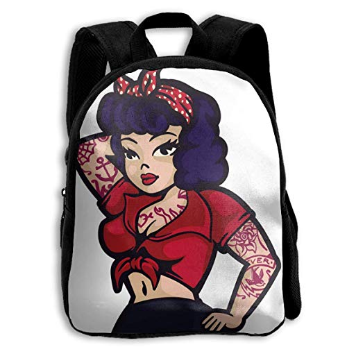 Mochila Escolar, Rockabilly Pin Up Woman Posing and Tattoos School Backpack Knapsack Casual Daypack Children Backpacks For Kids Boys Girls