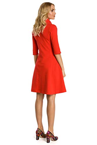 MOE - made of emotion Vestido Entallado con Vuelo y Cuello con Cremallera - Rojo, 36 | S