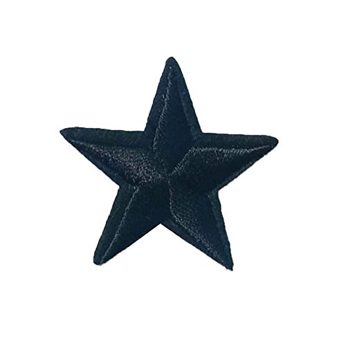 MoGist Parche elegante con forma de estrella de cinco puntas, bordado, para ropa, chaquetas, camisas, vaqueros, color negro