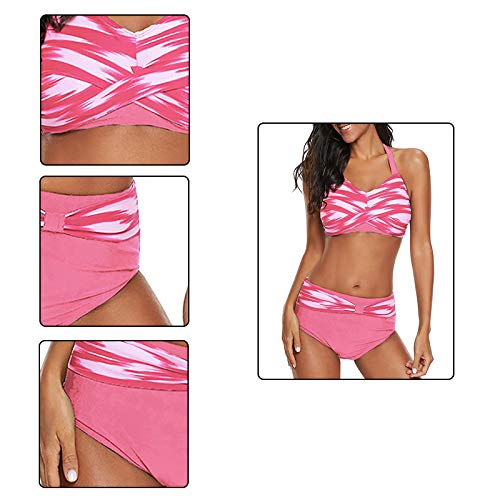 MoGist Traje de baño Ropa De Baño Bañador Playa Mujer Natacion Secado rápido Pieza Talla Grande Bikini Atan para Arriba Cintura Alta Negro 5XL