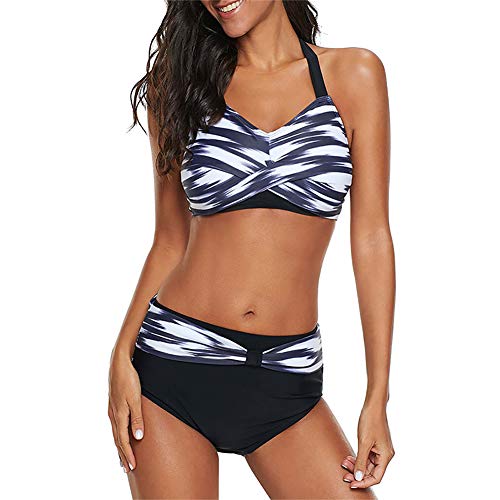 MoGist Traje de baño Ropa De Baño Bañador Playa Mujer Natacion Secado rápido Pieza Talla Grande Bikini Atan para Arriba Cintura Alta Negro 5XL