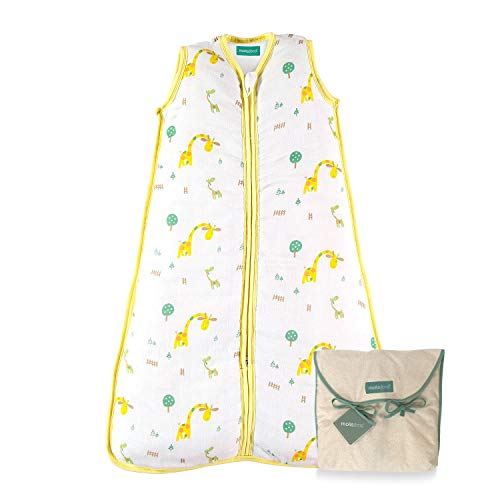 molis&co. Saco de Dormir para bebé. Ideal para Entretiempo e Invierno. 0-6 Meses. 2.5 TOG. Súper Suave y cálido. Estampado Safari. Unisex. Muselina Premium