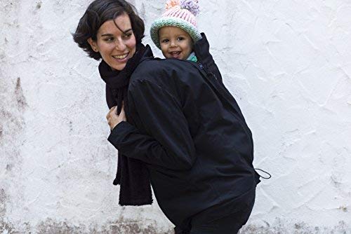 Momawo | Abrigo de Porteo y Maternidad 4 en 1 con Capucha Extraíble, Adaptable y Impermeable, Color Negro, L