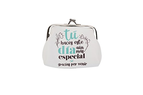 Monedero Frases"GRACIAS POR VENIR" (Precio Unitario) - Monederos con Frases Divertidas para Bodas, Bautizos y Comuniones. Monederitos y Carteras Originales Baratos para Recuerdos y Detalles