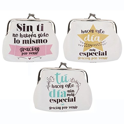 Monedero Frases"GRACIAS POR VENIR" (Precio Unitario) - Monederos con Frases Divertidas para Bodas, Bautizos y Comuniones. Monederitos y Carteras Originales Baratos para Recuerdos y Detalles