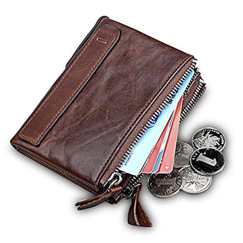 Monedero para Hombres Monedero de Cuero Grand Slim Wallet Pink Schleife® Crédito Multifuncional Monedero Diseño de Negocios Especialmente para Hombres con múltiples Ranuras para Tarjetas Marrones