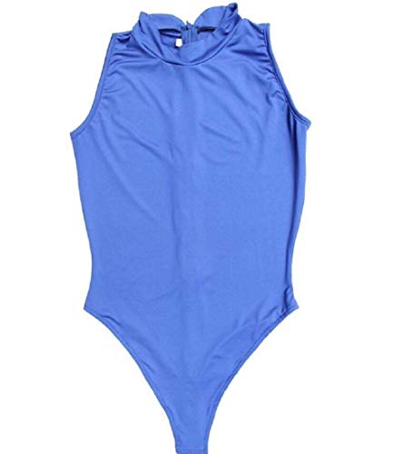 Mono De Las Mujeres Color Sólido Traje Casual Una Mode De Marca Pieza Estiramiento Moda Básico Leotard Mono Tops Moda De Verano Ropa De Traje De Ballet (Color : Blau, Size : L)
