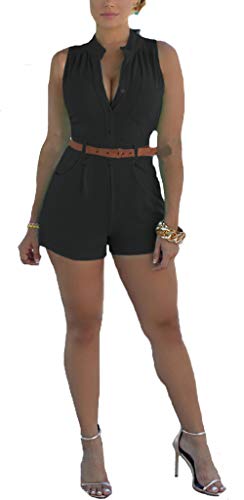 Mono de Las Mujeres de la Mujer Casual Summer Romper V Cuello Manga Corta Playa elástica Pantalones Cortos de Moda Traje de Moda