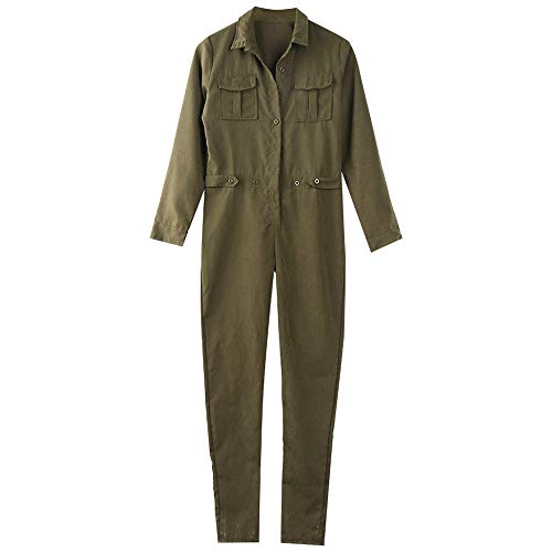 Mono de Manga Larga con Cuello en V de Mezclilla Vintage para Mujer Sexy Pantalones de Clubwear de Verano Pantalones de Mameluco Mono Corto Conjuntos de una Pieza