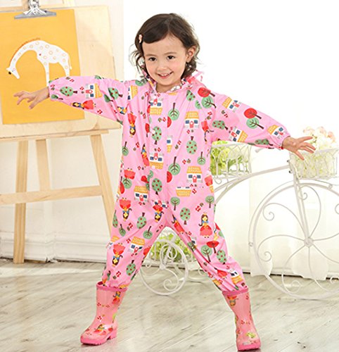 Mono Impermeable Niño - Chaqueta con Capucha Traje de Lluvia Niña Chubasquero Pantalones Poncho de Manga Larga