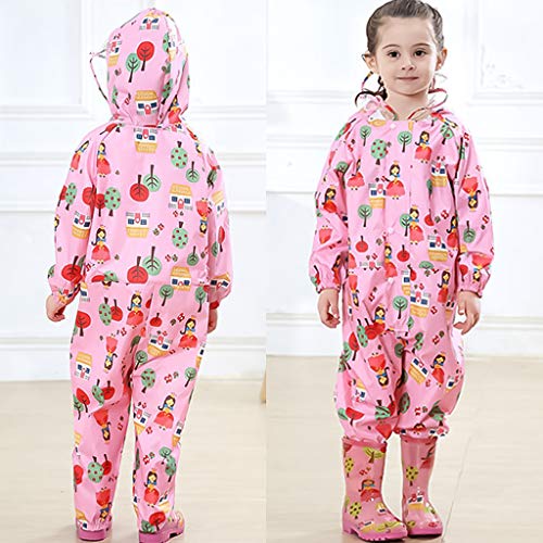 Mono Impermeable Niño - Chaqueta con Capucha Traje de Lluvia Niña Chubasquero Pantalones Poncho de Manga Larga