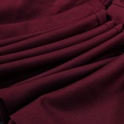 Mono Mujer Bordeaux Largo Fiesta Talla Grande 1/2 Mangas Jumpsuits Elegante Pantalones Pierna Ancha con Cinturón para Playa business oficina y Fiesta Cóctel Party Clubwear Noche L