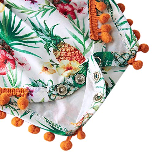 Mono para bebé pequeño Mono con Estampado de Flores de Color y piña para bebés Body de Cuello Redondo con Borla Verano Diario 0-3 Meses