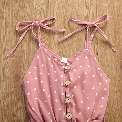 Mono para Niña Mameluco con Tirantes y Pantalones Cortos Estampado Corazones Mono de Niña Moderno Adecuado para Verano (Rosa, 2-3 Años)