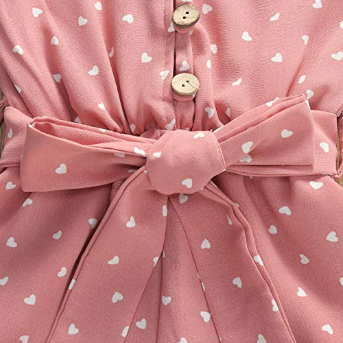 Mono para Niña Mameluco con Tirantes y Pantalones Cortos Estampado Corazones Mono de Niña Moderno Adecuado para Verano (Rosa, 2-3 Años)