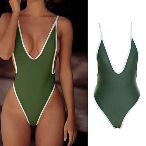 Monokini Mujer Push-up con Cuello en V con Relleno Acolchado Traje de Baño de Una Pieza Bikini330