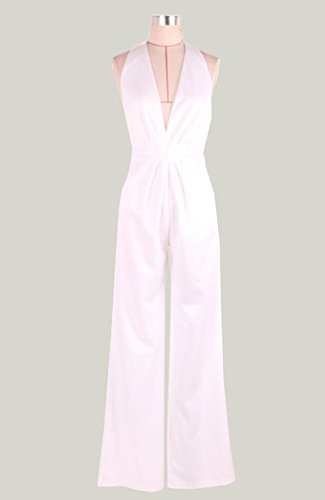 Monos De Vestir Mujer Fiesta Largos Pantalones Anchos Elegantes Sin Mangas V Cuello Hombro Descubierto Espalda Descubierta Moda Coctel Fiesta Mono Largo Jumpsuits