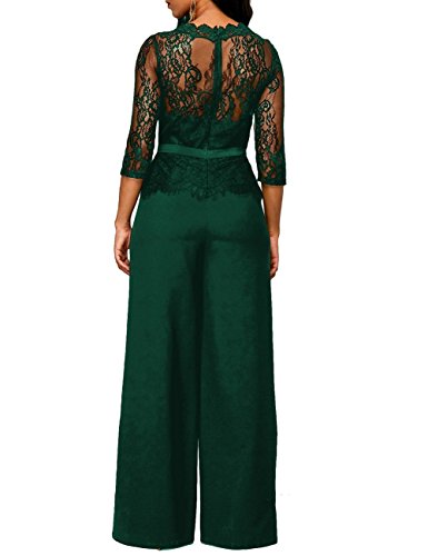 Monos De Vestir Mujer Largo Pantalon Elegante Verano Splice Encaje Mangas 3/4 Mono De Noche Moda Casual Transparentes Ropa Fiesta Modernas Pata Ancha Jumpsuit