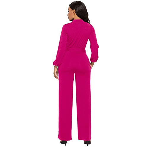 Monos Elegante para Mujer SUNNSEAN Mameluco Mono de Pierna Ancha de Mujer con Bolsillo Elegante Jumpsuit de Manga Larga Cinturón Lazo Botón Fiesta Romper 2019 Playsuit Otoño Mono Tallas S-XXL