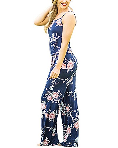 Monos Estampados Mujer Mono De La Playa Monos Largos Fiesta Jumpsuit Vestir Elegante Playsuit Romper Pantalones Anchos Azul XL