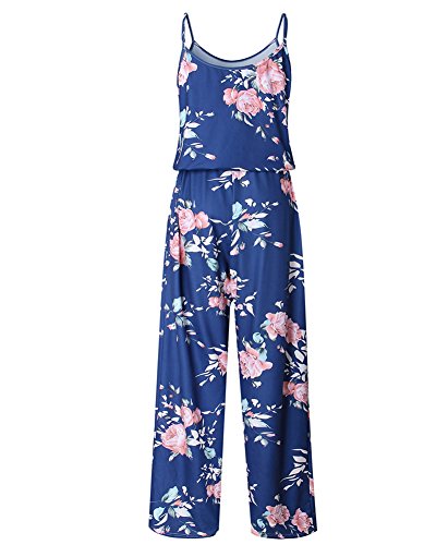 Monos Estampados Mujer Mono De La Playa Monos Largos Fiesta Jumpsuit Vestir Elegante Playsuit Romper Pantalones Anchos Azul XL
