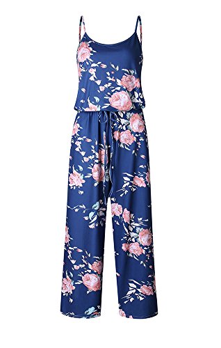 Monos Estampados Mujer Mono De La Playa Monos Largos Fiesta Jumpsuit Vestir Elegante Playsuit Romper Pantalones Anchos Azul XL
