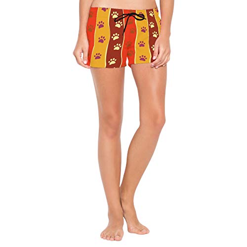 Montoj - Bañador deportivo con cordón para mujer, diseño de patas de perros y rayas coloridas - Multi - Large