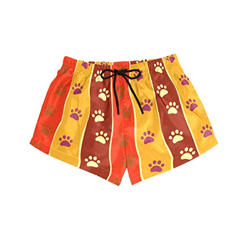 Montoj - Bañador deportivo con cordón para mujer, diseño de patas de perros y rayas coloridas - Multi - Large