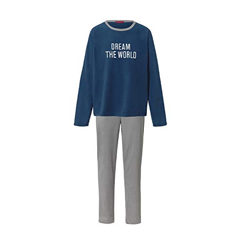 Montse Interiors, S.L. Pijama Hombre Térmico Polar Largo Azul y Gris (Word, S)