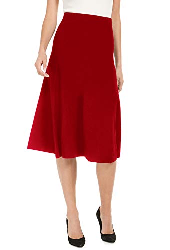 MONYRAY Mujer Falda Plisada Midi Cintura Alta Cintura Elastica Talla Grande Rojo XXL