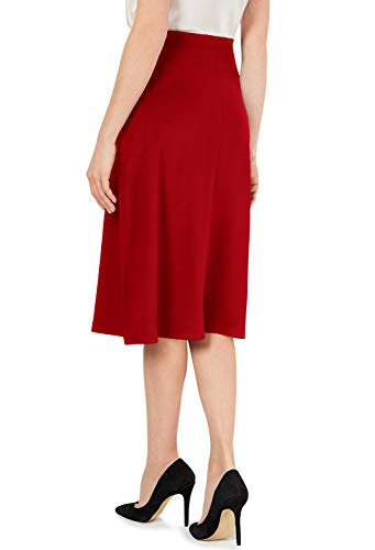 MONYRAY Mujer Falda Plisada Midi Cintura Alta Cintura Elastica Talla Grande Rojo XXL