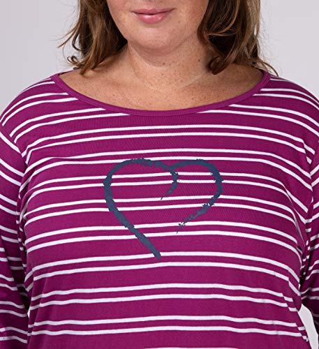 Moonline - camisón Corto de Mujer 100% algodón, Tallas: S-4XL, Größe:56/58, Color:Baya