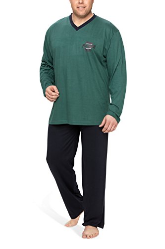 Moonline Plus - Pijama de Hombre Largo y de algodón en Tallas Grandes (Dos Piezas), Color:Verde Azulado, Größe Textil:5XL
