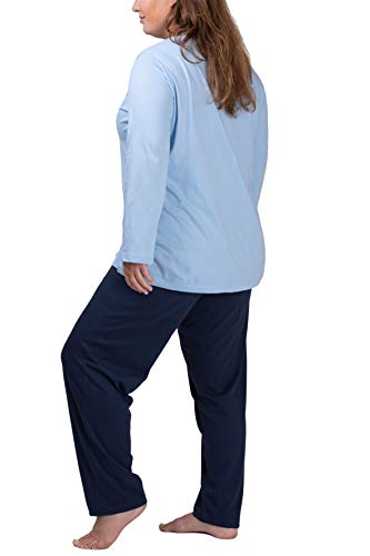 Moonline Plus - Pijama de Mujer en Tallas Grandes (XL-4XL) con Estampado 'Dreams Come True', Color:Azul Claro, Größe Textil:60/62
