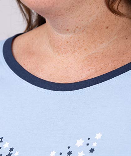 Moonline Plus - Pijama de Mujer en Tallas Grandes (XL-4XL) con Estampado 'Dreams Come True', Color:Azul Claro, Größe Textil:60/62