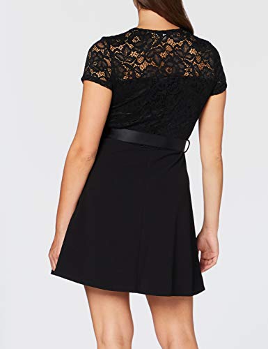 Morgan Robe Bi-matière Dentelle Crepe Viscose Romalo Vestido de cóctel, Negro, T38 para Mujer