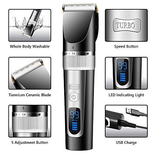 MOULEI Cortapelos Profesional Hombre Máquina de Cortar Pelo Cortador de Pelo Recargable,Barbero Electrico,Recortador de Barba Inalámbrico Y Precisión Afeitadora Corporal para Narizy Orejas