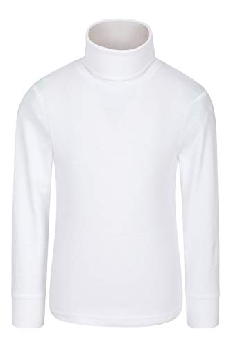 Mountain Warehouse Camiseta de algodón con Cuello Vuelto Meribel para niños, Invierno Blanco 7-8 Años