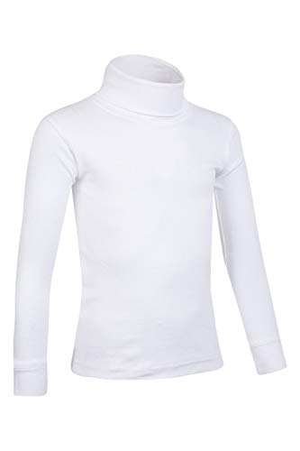 Mountain Warehouse Camiseta de algodón con Cuello Vuelto Meribel para niños, Invierno Blanco 7-8 Años