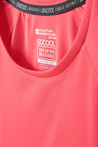 Mountain Warehouse Camiseta Endurance para Mujer - Top de Verano IsoCool para Mujer, Camiseta con protección Solar UV UPF30+ - para Correr, Viajar e IR al Gimnasio Coral 38