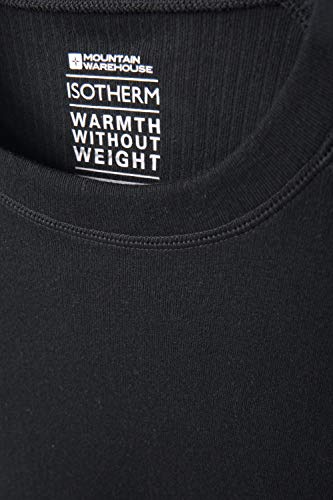 Mountain Warehouse Camiseta térmica Talus para Hombres - Secado rápido, Cuidado fácil, de Mangas largas, con Cuello Redondo, Transpirable, Invierno Negro M