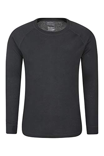 Mountain Warehouse Camiseta térmica Talus para Hombres - Secado rápido, Cuidado fácil, de Mangas largas, con Cuello Redondo, Transpirable, Invierno Negro M