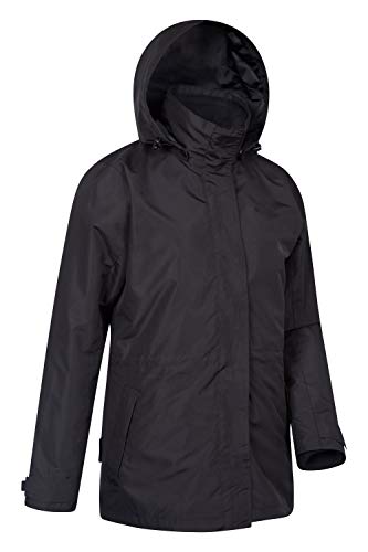 Mountain Warehouse Chaqueta Fell 3 en 1 para Mujer - Abrigo Impermeable, Chaquetas Ajustables con Capucha, Bolsillos con Cremallera, Capucha Plegable - para el Invierno Negro 40