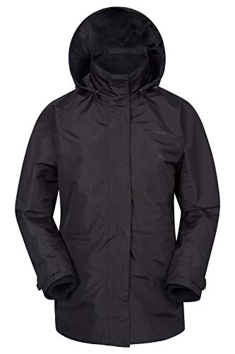 Mountain Warehouse Chaqueta Fell 3 en 1 para Mujer - Abrigo Impermeable, Chaquetas Ajustables con Capucha, Bolsillos con Cremallera, Capucha Plegable - para el Invierno Negro 40