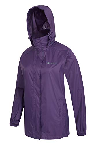 Mountain Warehouse Chaqueta Pakka para Mujer - Chubasquero Impermeable, Chaqueta Informal Plegable, Transpirable, Ligera, Abrigo cómodo para Mujer - para Viajar, Caminar Morado 40