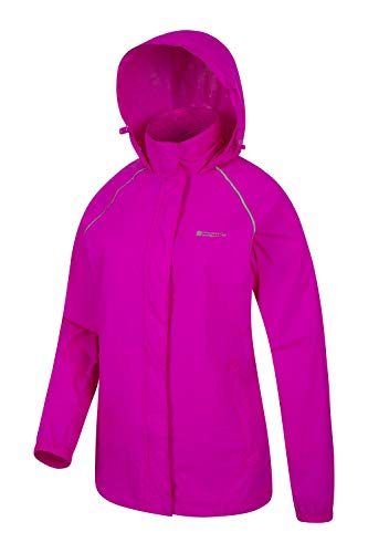Mountain Warehouse Chaqueta Pakka para Mujer - Chubasquero Impermeable, Chaqueta Informal Plegable, Transpirable, Ligera, Abrigo cómodo para Mujer - para Viajar, Caminar Rosa Brillante 34