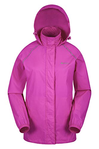 Mountain Warehouse Chaqueta Pakka para Mujer - Chubasquero Impermeable, Chaqueta Informal Plegable, Transpirable, Ligera, Abrigo cómodo para Mujer - para Viajar, Caminar Rosa Brillante 34
