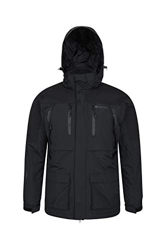 Mountain Warehouse Correspondent Hombres Abajo 3 en 1 Chaqueta - Abrigo Acolchado, Impermeable, Prendas de Abrigo Transpirables, Capucha Desmontable - Ropa de Invierno Negro S