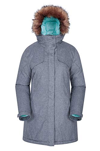 Mountain Warehouse Inferno Parka Chaqueta de Invierno para Mujer - Transpirable, Aislamiento de Microfibra, Ajustable, Piel sintética Desmontable, Resistente al Agua Gris 36