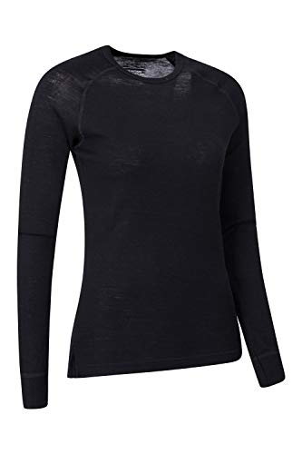 Mountain Warehouse Top térmico Interior de Lana Merina para Mujer - Camiseta Ligera para Mujer, Transpirable, Antibacteriana Negro 36